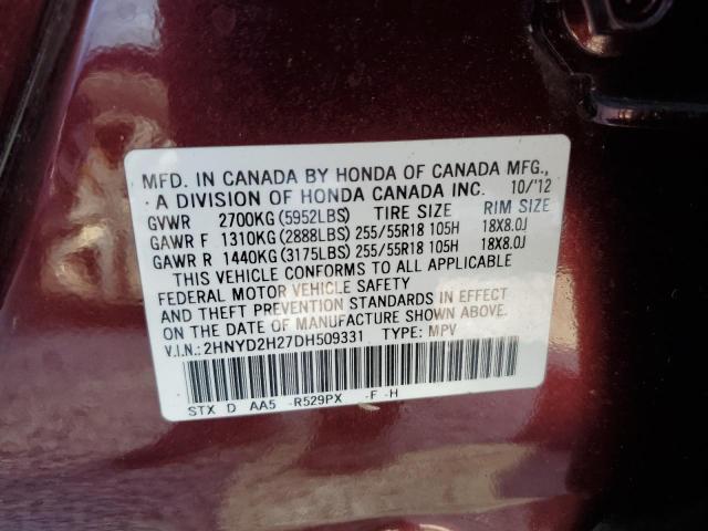 Photo 10 from auction – 2013 ACURA MDX with VIN 2HNYD2H27DH509331