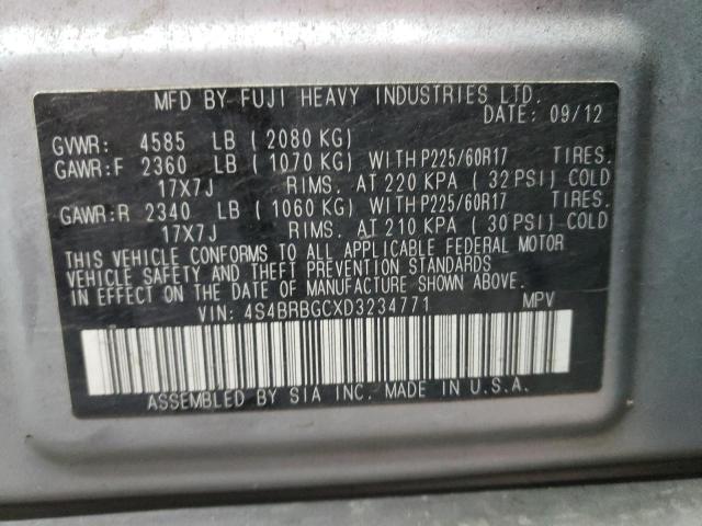 Photo 10 from auction – 2013 SUBARU OUTBACK 2. with VIN 4S4BRBGCXD3234771