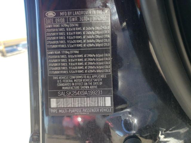 Photo 10 from auction – 2009 LAND ROVER RANGE ROVE with VIN SALSK254X9A199231