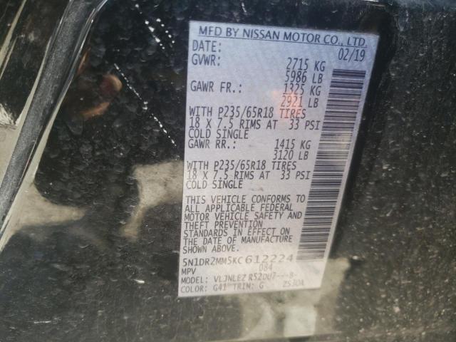 Photo 10 from auction – 2019 NISSAN PATHFINDER with VIN 5N1DR2MM5KC612224