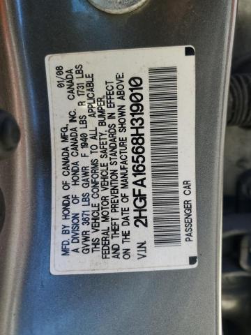 Photo 10 from auction – 2008 HONDA CIVIC LX with VIN 2HGFA16568H319010