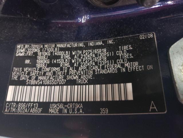 Photo 10 from auction – 2008 TOYOTA TUNDRA DOU with VIN 5TBBV54108S507007