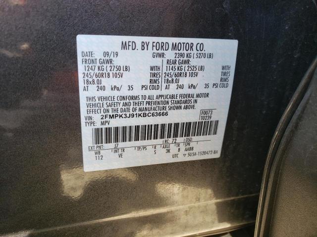 Photo 10 from auction – 2019 FORD EDGE SEL with VIN 2FMPK3J91KBC63666