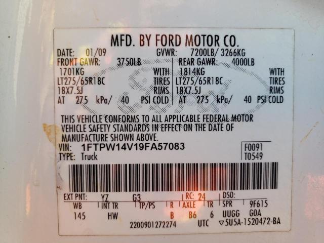 Photo 10 from auction – 2009 FORD F150 SUPER with VIN 1FTPW14V19FA57083