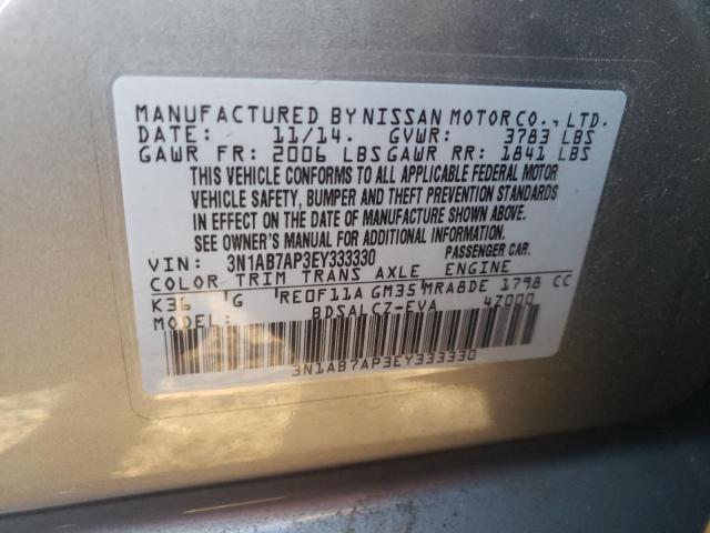 Photo 10 from auction – 2014 NISSAN SENTRA S with VIN 3N1AB7AP3EY333330