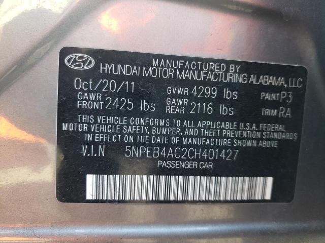 Photo 10 from auction – 2012 HYUNDAI SONATA GLS with VIN 5NPEB4AC2CH401427