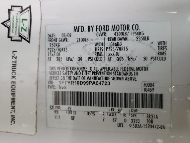 Photo 10 from auction – 2009 FORD RANGER with VIN 1FTYR10D99PA64723