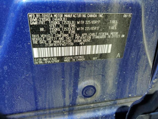 Photo 10 from auction – 2015 TOYOTA RAV4 XLE with VIN 2T3RFREV1FW371199