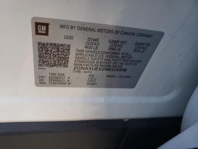 Photo 10 from auction – 2021 CHEVROLET EQUINOX LT with VIN 2GNAXUEV2M6116848