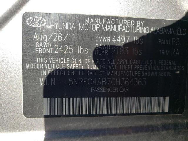 Photo 10 from auction – 2012 HYUNDAI SONATA SE with VIN 5NPEC4AB7CH364363