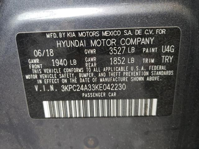 Photo 10 from auction – 2019 HYUNDAI ACCENT SE with VIN 3KPC24A33KE042230
