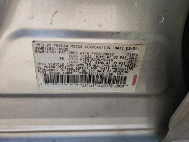 Photo 10 from auction – 2001 TOYOTA HIGHLANDER with VIN JTEGF21A410017168