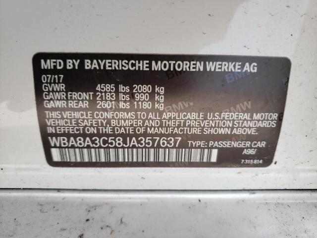 Photo 10 from auction – 2018 BMW 320 XI with VIN WBA8A3C58JA357637