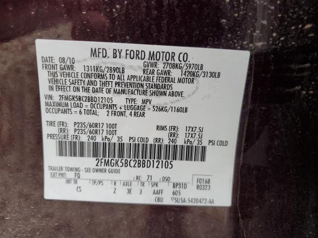 Photo 10 from auction – 2011 FORD OTHER with VIN 2FMGK5BC2BBD12105