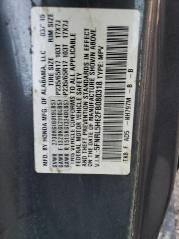 Photo 10 from auction – 2015 HONDA ODYSSEY EX with VIN 5FNRL5H62FB080318