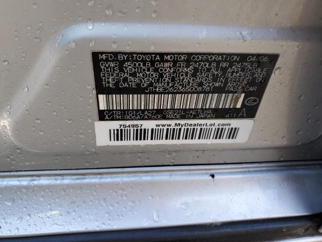Photo 10 from auction – 2006 LEXUS IS 350 with VIN JTHBE262365008781