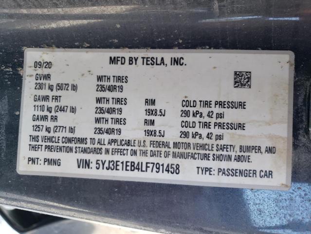 Photo 10 from auction – 2020 TESLA MODEL 3 with VIN 5YJ3E1EB4LF791458