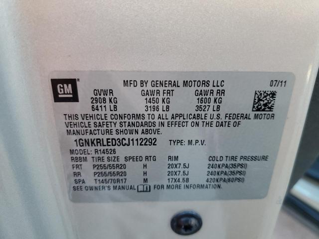 Photo 10 from auction – 2012 CHEVROLET TRAVERSE L with VIN 1GNKRLED3CJ112292