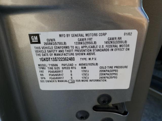 Photo 10 from auction – 2002 GMC ENVOY with VIN 1GKDT13S722362480