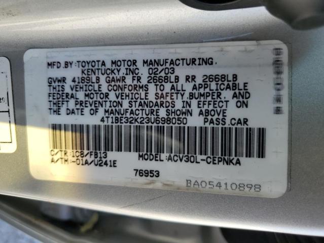 Photo 10 from auction – 2003 TOYOTA CAMRY LE with VIN 4T1BE32K23U698050