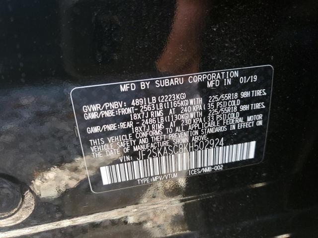 Photo 10 from auction – 2019 SUBARU FORESTER L with VIN JF2SKASC8KH502924