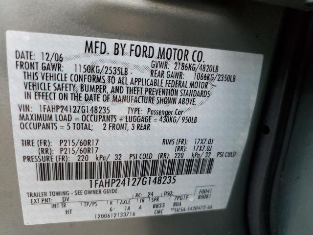 Photo 10 from auction – 2007 FORD FIVE HUNDR with VIN 1FAHP24127G148235