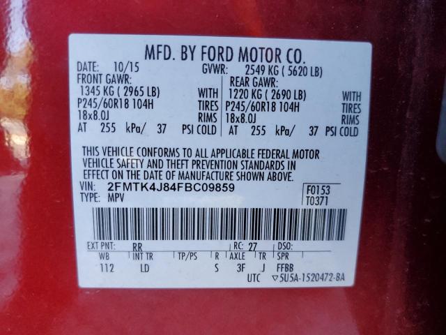 Photo 10 from auction – 2015 FORD EDGE SEL with VIN 2FMTK4J84FBC09859