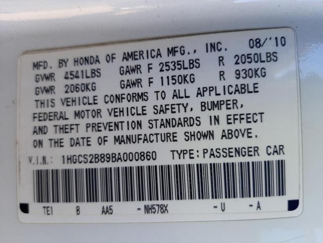 Photo 10 from auction – 2011 HONDA ACCORD EXL with VIN 1HGCS2B89BA000860
