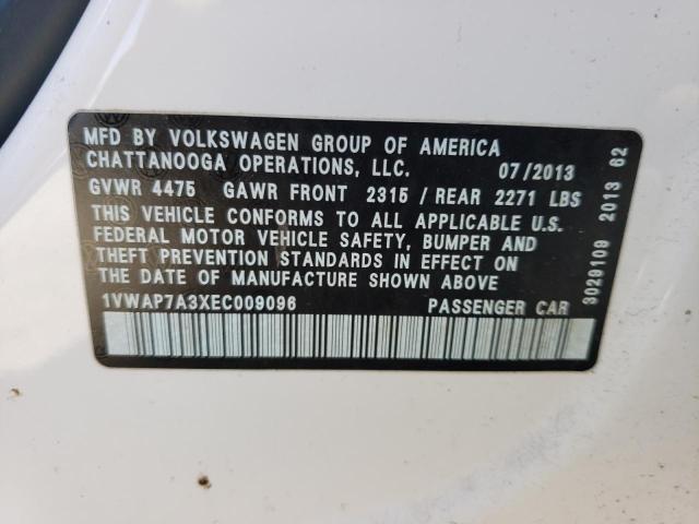 Photo 10 from auction – 2014 VOLKSWAGEN PASSAT S with VIN 1VWAP7A3XEC009096