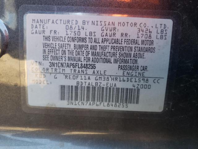 Photo 10 from auction – 2015 NISSAN VERSA S with VIN 3N1CN7AP6FL848255
