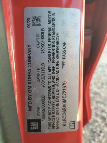 Photo 10 from auction – 2021 CHEVROLET SPARK 1LT with VIN KL8CD6SA0MC721670