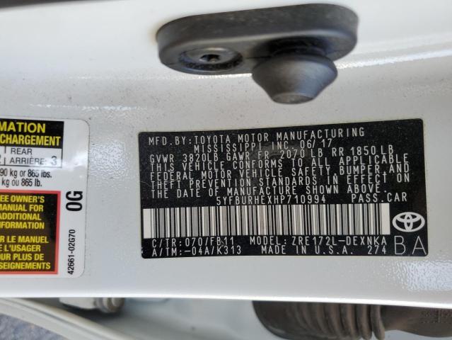 Photo 10 from auction – 2017 TOYOTA COROLLA L with VIN 5YFBURHEXHP710994