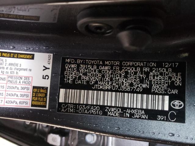 Photo 10 from auction – 2018 TOYOTA PRIUS with VIN JTDKBRFU7J3587749
