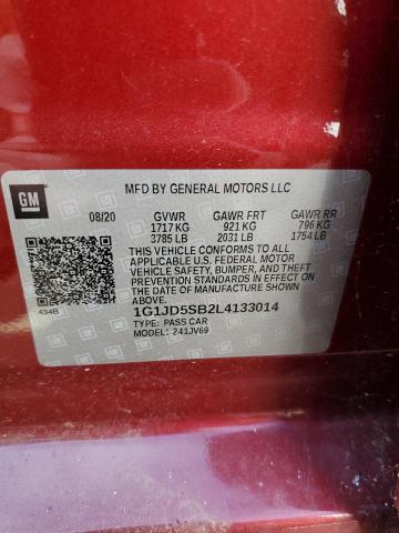 Photo 10 from auction – 2020 CHEVROLET SONIC LT with VIN 1G1JD5SB2L4133014