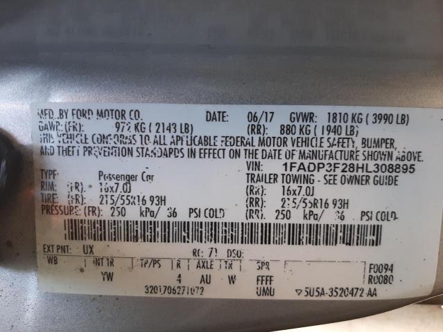 Photo 10 from auction – 2017 FORD FOCUS SE with VIN 1FADP3F28HL308895