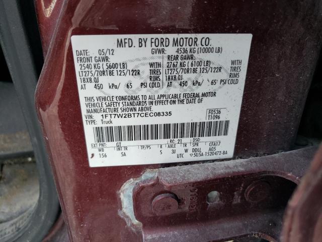 Photo 10 from auction – 2012 FORD F250 SUPER with VIN 1FT7W2BT7CEC08335