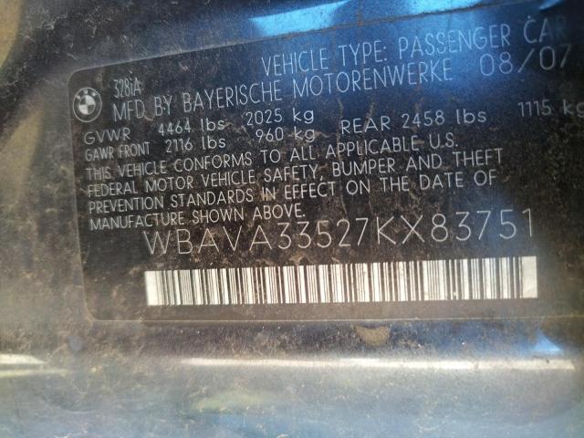 Photo 10 from auction – 2007 BMW 328 I with VIN WBAVA33527KX83751