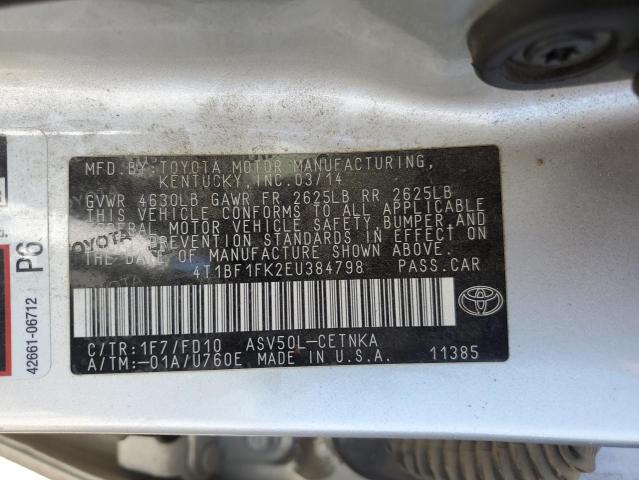Photo 10 from auction – 2014 TOYOTA CAMRY L with VIN 4T1BF1FK2EU384798