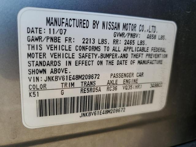 Photo 10 from auction – 2008 INFINITI G35 with VIN JNKBV61E48M209672