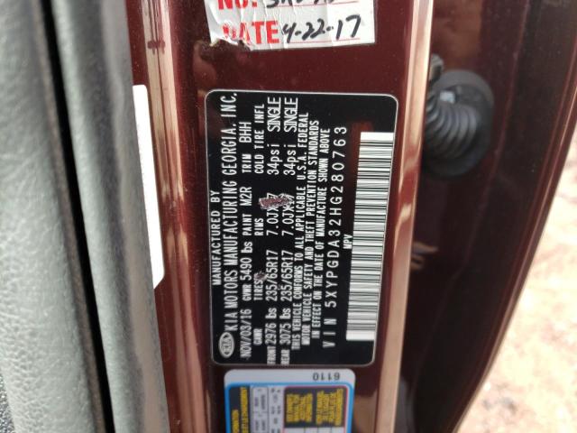 Photo 10 from auction – 2017 KIA SORENTO LX with VIN 5XYPGDA32HG280763
