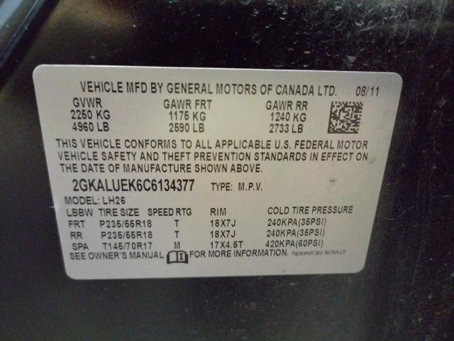 Photo 10 from auction – 2012 GMC TERRAIN SL with VIN 2GKALUEK6C6134377