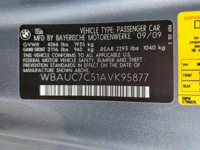 Foto 10 de la subasta – 2010 BMW 135 I con VIN WBAUC7C51AVK95877