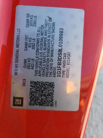 Photo 10 from auction – 2020 CHEVROLET CAMARO LS with VIN 1G1FB3DS8L0109983