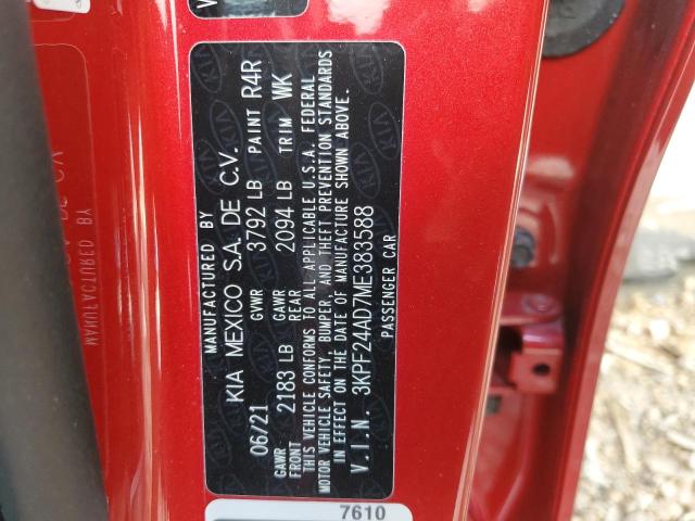 Photo 10 from auction – 2021 KIA FORTE FE with VIN 3KPF24AD7ME383588