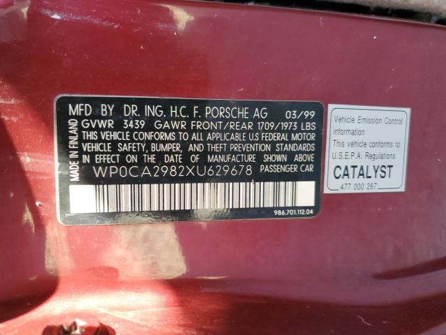 Photo 10 from auction – 1999 PORSCHE BOXSTER with VIN WP0CA2982XU629678