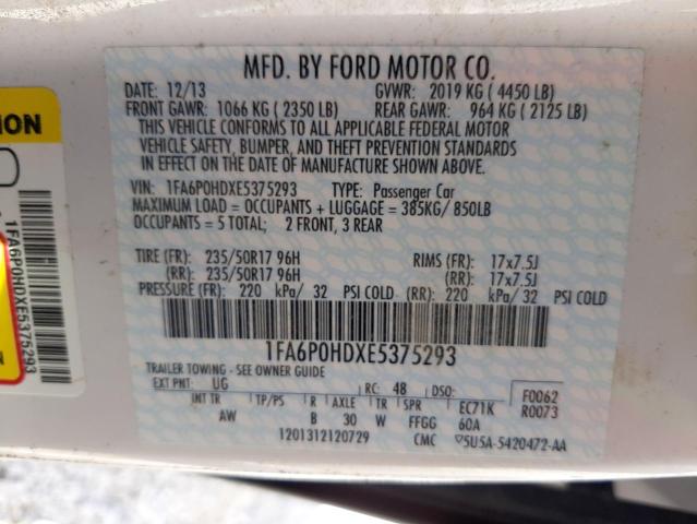 Photo 10 from auction – 2014 FORD FUSION SE with VIN 1FA6P0HDXE5375293