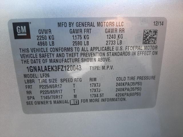 Photo 10 from auction – 2015 CHEVROLET EQUINOX LS with VIN 1GNALAEK3FZ120043