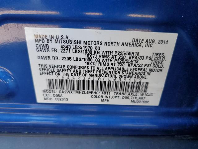 Photo 10 from auction – 2015 MITSUBISHI OUTLANDER with VIN 4A4AR3AU0FE006883
