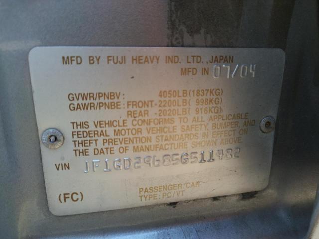 Фото 10 с аукциона – 2005 SUBARU IMPREZA WR с VIN JF1GD29685G511482