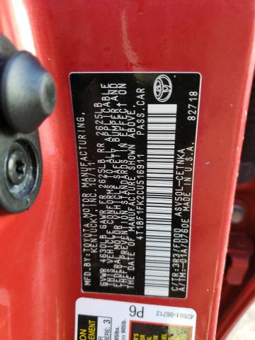 Photo 10 from auction – 2012 TOYOTA CAMRY BASE with VIN 4T1BF1FK2CU516911